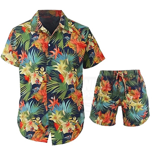 Men's Summer T-shirt Shorts <b>Set</b> Sublimation Printing Breathable 100% Polyester Casual Wear Wrinkle-Resist Logo - Product Image 1