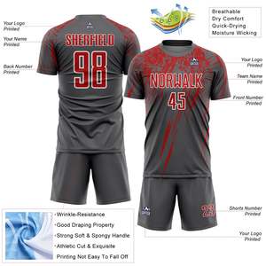 Ensemble d'uniformes de football personnalisables, imprimés, à manches courtes, respirants et à séchage rapide - Product Image 3