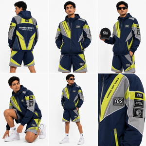 Ensemble de veste coupe-vent à capuche et short pour homme, uni, léger, respirant, écologique, décontracté, deux pièces, vêtements de sport, survêtement d'hiver - Product Image 2