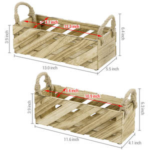Cesta de almacenamiento tejida de madera de Paulownia ligera de 2 piezas, soluciones de almacenamiento para decoración del hogar - Product Image 3