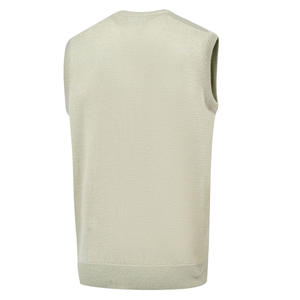 Gilet sans manches en tricot gris clair pour homme, col en V, couleur unie, vêtement d'automne - Product Image 2