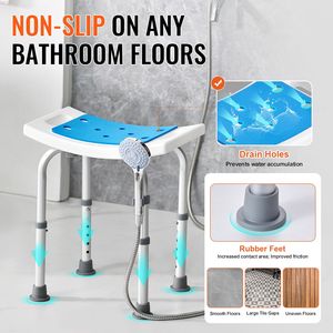 Chaise de douche légère à hauteur réglable, tabouret antidérapant pour baignoire et douche, siège pour personnes âgées - Product Image 6