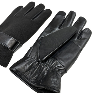 Black Sheepskin Leather <b>Gloves</b> Mens Winter Fleece <b>Warm</b> Touchscreen Cold Weather Adjustable Strap Soft Insulated <b>Gloves</b> - Product Image 4