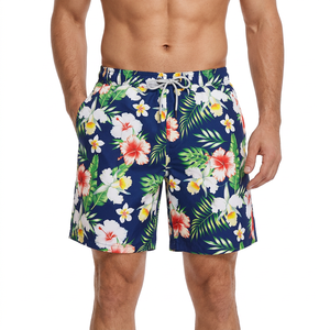 Shorts imprimés pour hommes, séchage rapide, taille à cordon de serrage, short de bain décontracté, longueur mi-cuisse, en polyester - Product Image 6
