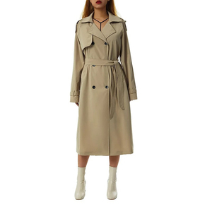 Cashmere Fabric 20% Cashmere 80% Wool Luxury White MIAH CASHMERE LONG COAT New Style Round Neck Long Coat for Women With Belt - Product Image 1