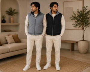 Gilet coupe-vent décontracté de luxe pour homme, léger, imperméable et respirant en toile, collection automne 2026, sans manches, personnalisable - Product Image 2