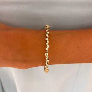Bracelet jonc à grappe avec double fermoir de sécurité articulé, diamant de laboratoire taille ronde, élégant pour le quotidien, or massif 14k 18k - Product Image 6