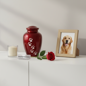 Urna Funeraria Personalizada para Mascotas, Color Amarillo, de Metal, para Guardar Cenizas de Perros y Gatos, con Huella de Pata, Decorativa, para Animales Pequeños - Product Image 5