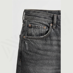 Jean en denim coupe droite délavé foncé pour homme, taille haute, coupe classique, en coton, style décontracté, pantalon d'automne - Product Image 6