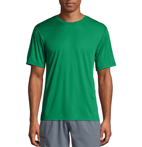 Camiseta de Manga Corta para Hombre, Color Verde Sólido, Cuello Redondo, Corte Regular, Secado Rápido, Tejido de Poliéster, Ropa Casual - Product Image 1
