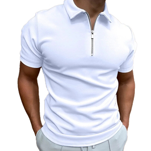 Polo Homme Blanc à Manches Courtes avec Fermeture Éclair en Coton Tricoté, Couleur Unie, Respirant, Coupe Classique, Vente en Gros 2026, OEM ODM - Product Image 1