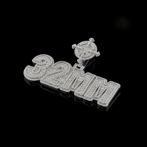 Colgante de Lujo con Diseño de Letra Personalizada, Estilo Hip Hop, Chapado en Rodio sobre Plata de Ley 925, con Diamantes de Moissanita VVS - Product Image 2