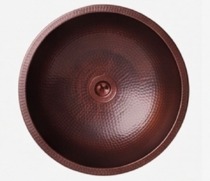 Fregadero Redondo de Cobre Vintage, Hecho a Mano con Acabado Martillado, Lavabo Rústico sin Tapa ni Asas, Diseño Metálico - Product Image 1