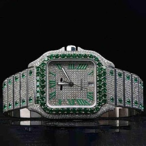 Montres en acier de luxe personnalisées, entièrement serties de diamants étincelants, montres en moissanite VVS pour hommes, provenant d'un fournisseur indien - Product Image 4
