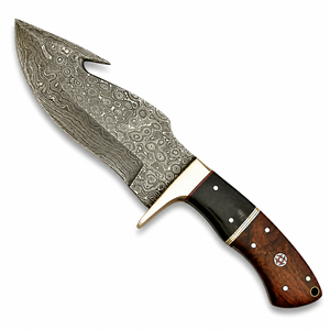 Burraq Custom Handmade High Quality 9-inch Damascus Steel <b>Clip</b> Point Skinner Knife Beautiful Wood Handle Outdoor Use DIY - Product Image 4