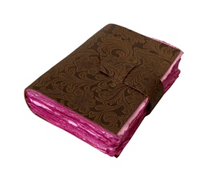 Journal en cuir de taille A4 unisexe, neuf, rose, 200 pages, non doublé, avec bord en relief, livre des ombres, boîte emballée idée cadeau - Product Image 1