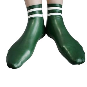 Collants de sport opaques verts pour femmes avec rayures blanches, en spandex tricoté, pour toutes les saisons, usage quotidien - Product Image 4