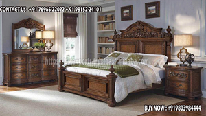 Ensemble de meubles de chambre à coucher en teck massif traditionnel, fait main, finition antique, lit California King, design pliable, sur mesure - Product Image 3