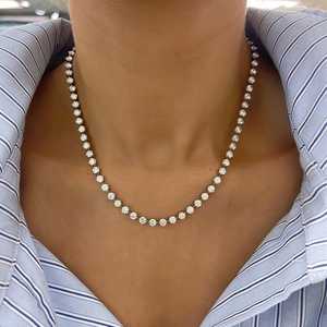 Collier tennis classique IGI en diamants de laboratoire ronds, 16 pouces, serti à griffes, fermoir de sécurité, or massif 10K 14K 18K, bijoux fins - Product Image 5