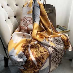 180X80CM Print Large Shawl Wraps Silk Scarf Women Luxury Brand <b>Satin</b> <b>Headband</b> Hijab Bandana Turban Foulard Summer Beach Stoles - Product Image 3