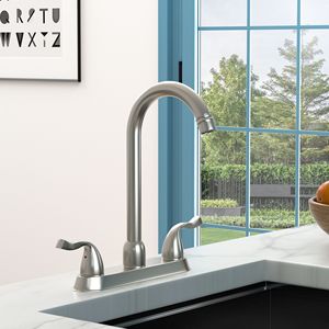 Rubinetto da cucina a 2 maniglie e 3 fori in nichel spazzolato per rubinetti da cucina - Product Image 3