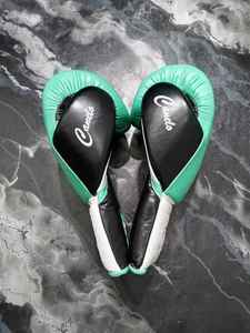 Custom OEM Leather Lace Up Boxing Gloves Professional Training Sparring Glove Custom Logo <b>Mint</b> Green <b>Black</b> Pro Boxing Gloves - Product Image 6