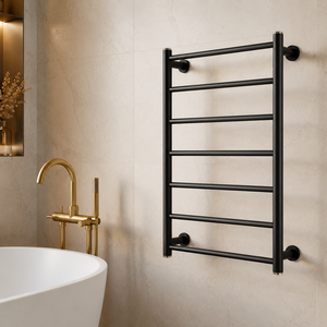 Matte Black Wall Mounted Electric Heated Towel <b>Rack</b> Bathroom Towel Warmer Stainless Steel <b>Drying</b> Rail Luxury Design - Product Image 2