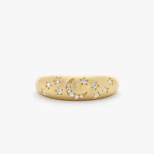 14k Matte Finish Celestial 925 Hot Selling Jewelry <b>Rings</b>: Starry Sky <b>Moon</b> Design Minimalist and Stylish Cool Style for Women - Product Image 5