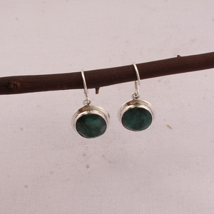 925 Sterling <b>Silver</b> Engagement Emerald Quartz Vintage Dangle Drop <b>Earrings</b> Faceted Oval Gemstone Bezel Set Jewelry Wholesale - Product Image 4