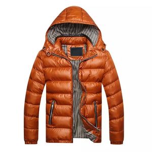 Veste matelassée à capuche pour homme, chaude et épaisse, avec fermeture éclair, décontractée, couleur unie, en rouge, bleu, orange, noir - Product Image 5