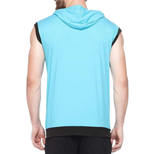 Haut à capuche zippé sans manches pour homme, 100% coton épais, uni, brodé, pour l'hiver, la gym, le sport et le fitness - Product Image 2