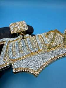 Colgante de Lujo Personalizado con Letra Inicial de Moissanita Totalmente Cubierto de Diamantes, Estilo HipHop Rapper Bling, Bicolor, Plata 925 Certificada, Regalo - Product Image 6