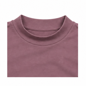 Camiseta de Manga Corta para Mujer, Color Malva, Corte Moderno y Ajustado, Cuello Redondo Simulado, Tejido de Punto Acanalado Suave, Jersey de Algodón, Personalizable - Product Image 5