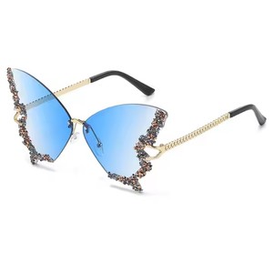 Women's New Best-selling Butterfly Fashion Trend <b>Sunglasses</b> UV400 Protection PC Gray/Purple/<b>Blue</b> Colors Irregular Rimless - Product Image 5