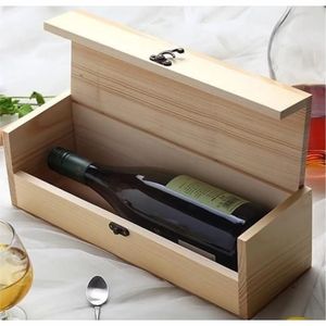 Caja de Madera Rústica para una Sola Botella de Vino, Caja de Regalo de Pino Natural con Cierre, Caja de Madera Pintable para Guardar Vino - Product Image 1