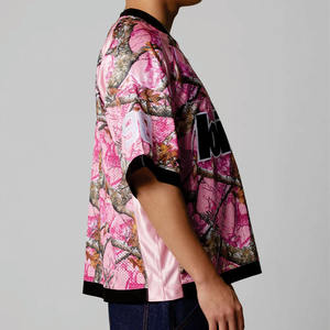 Maillot de football américain surdimensionné rose camouflage de qualité supérieure, personnalisé, en maille, style streetwear, uniforme d'équipe, fabricant OEM, marque privée - Product Image 4
