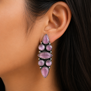 Proveedor Verificado, Pendientes de Plata Oxidada con Múltiples Piedras para Mujer |   Pendientes de Piedras Preciosas Hechos a Mano |   Joyería al por Mayor - Product Image 2