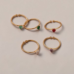 Gold Plated Tiny 6MM Heart Emerald <b>Quartz</b> Gemstone <b>Ring</b> - Wholesale Handmade Stackable <b>Ring</b> - Brass Micron Gold Plating <b>Ring</b> - Product Image 4