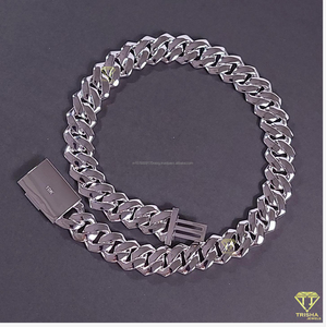 Direct Factory Supply 925 Sterling <b>Silver</b> Iced Out Moissanite Diamond <b>Cuban</b> <b>Link</b> <b>Chain</b> Available at Sale from India - Product Image 4