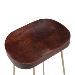 Ensemble de 2 tabourets de bar marron noyer avec finition laiton, chaise de bar élégante et durable - Product Image 6