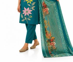 Conjunto de Kurta, Pantalón y Dupatta de Seda Romana Tradicional para Niñas, Elegante para Fiestas, Bodas, Festivales y Celebraciones, en Oferta - Product Image 2