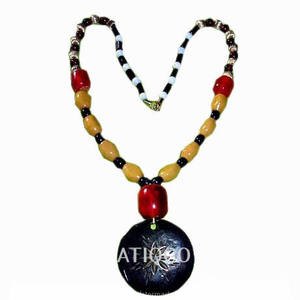 Collar de cuerno de búfalo con diamantes y perlas, con eslabones graduados, cadena estilo boho chic, collar de cuerno grueso, regalo, imitación antigua - Product Image 4