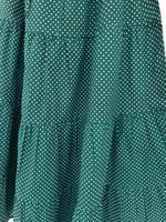 Robe longue trapèze en coton à pois verts, manches courtes, décontractée, coupe ample et fluide pour femme, fabricant en gros