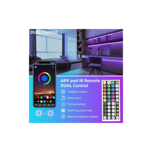Bande lumineuse LED intelligente RGB de 30 m, synchronisation musicale et contrôle par application, lumières de chambre à coucher à changement de couleur avec télécommande - Product Image 5