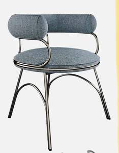 Sillón Otomano con Marco Metálico Chapado en Oro y Cubierta Suave con Respaldo para Sala de Estar, Pasillo, Uso Decorativo - Product Image 2