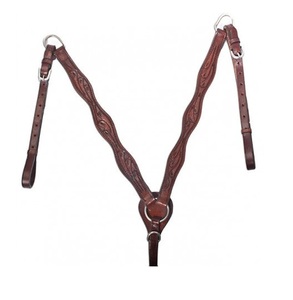 Cabezada, pechopetral y riendas de cuero marrón estilo western con adornos florales hechos a mano y herrajes de acero inoxidable, cómodos y duraderos LLT - Product Image 2