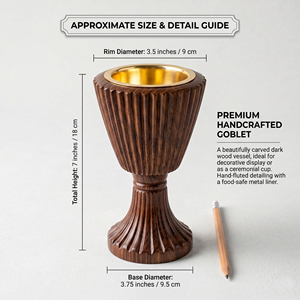 <b>Fluted</b> Wooden Chalice Bakhoor Burner With Brass Cup Ribbed Pedestal Incense Holder Luxury Oud Burner For Home Decoration - Product Image 3