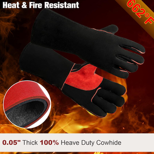Customized Protective Welding <b>Gloves</b> Red Black Color High Temperature Resistant Outdoor Use <b>Touchscreen</b> for Metal Work - Product Image 2