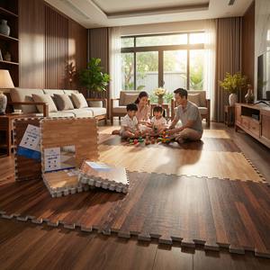 Alfombra de espuma EVA con diseño de madera de 60x60cm x 10mm – Suelo suave entrelazado para sala de estar y uso doméstico - Product Image 1