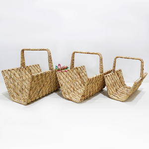 Panier de transport en jacinthe d'eau fait à la main écologique avec poignées pour le stockage et la décoration de la maison - Product Image 5